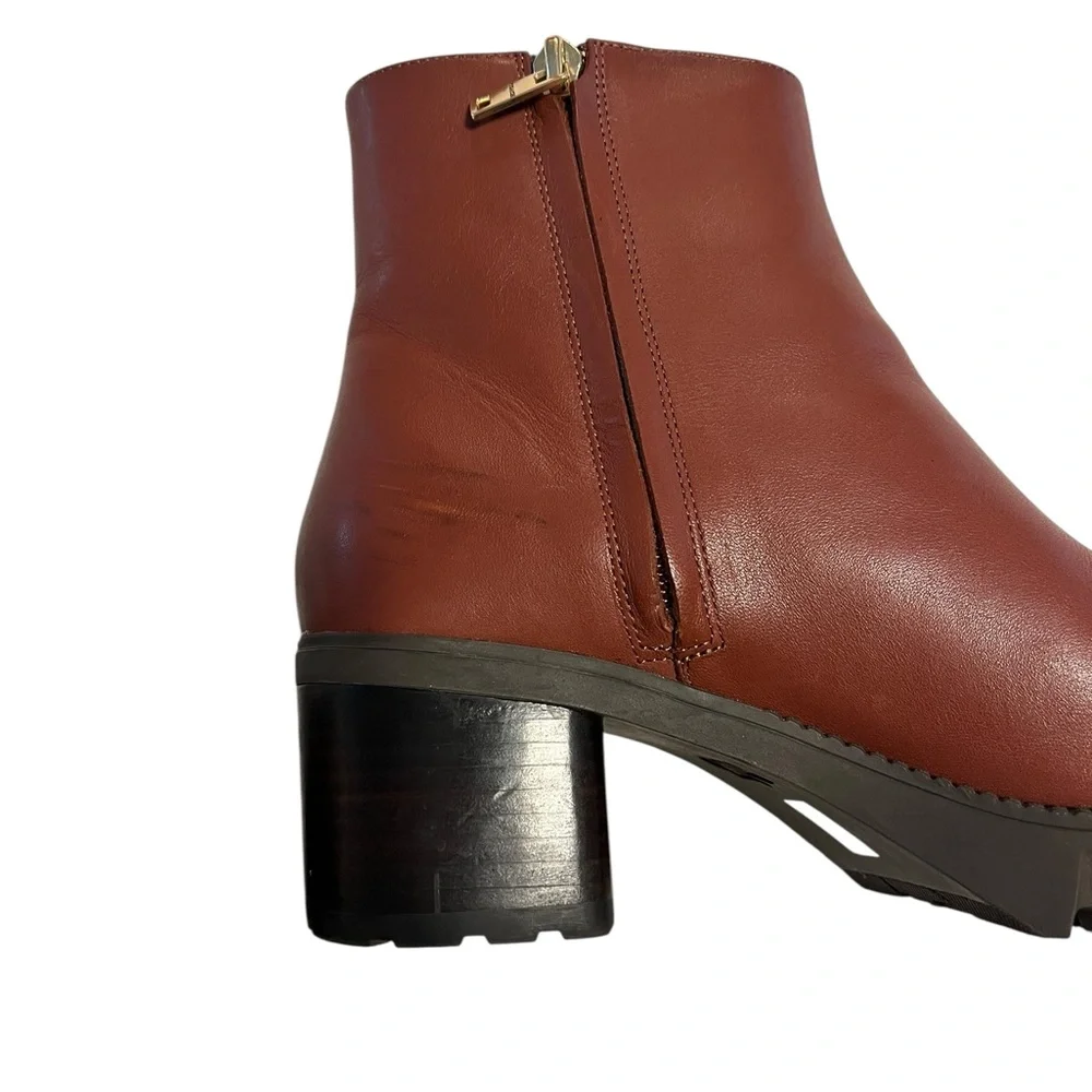 Coach Chrissy Lug Sole Booties Ankle Boots Red Mocha Size 7 - Picture 11 of 12